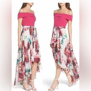 Eliza J Pink Floral High Low Dress